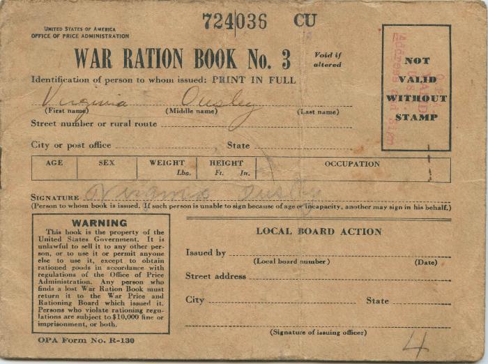 War Ration Book No. 3