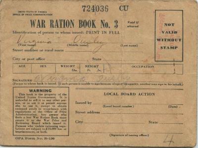 War Ration Book No. 3