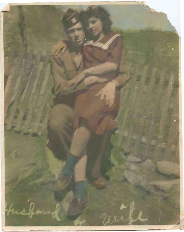Photograph of woman and soldier, c. WWII