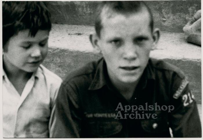 Production still of close up of two boys - The Struggle of Coon Branch Mountain