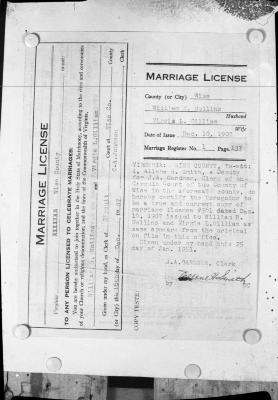 William R. Mullins and Virgie Gilliam marriage certificate