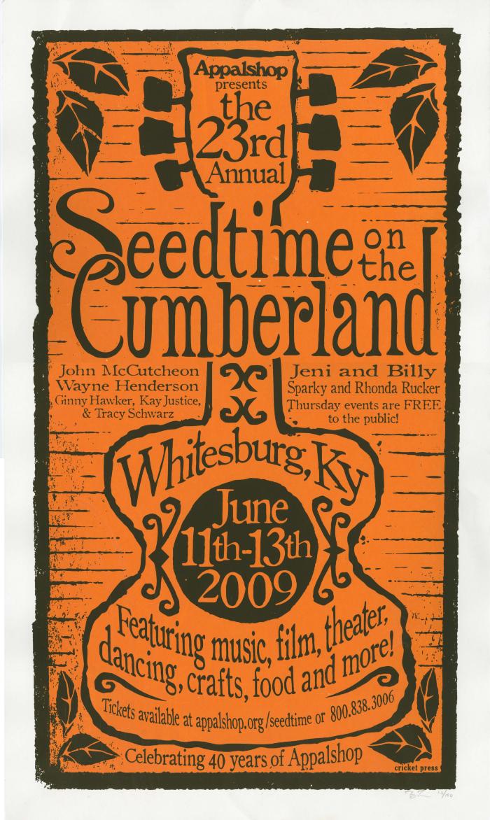 Seedtime on the Cumberland Festival poster, 2009