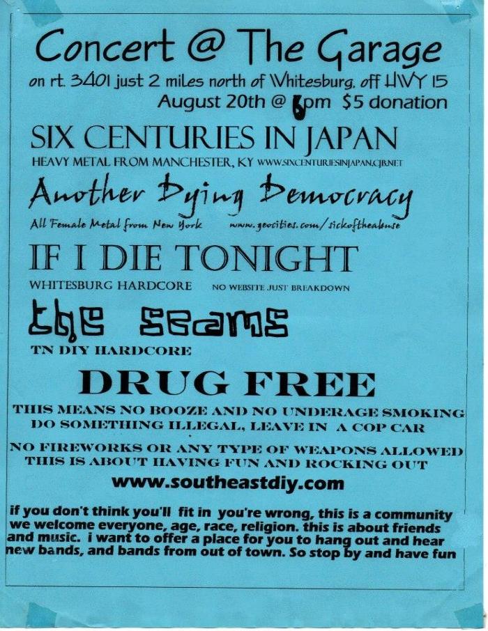Flyer, "Concert @ The Garage"