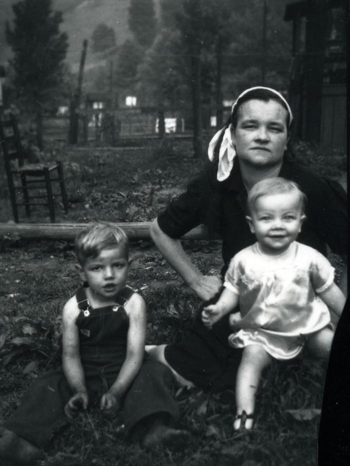Virgie Mullins with two young children