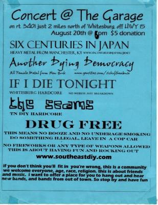 Flyer, "Concert @ The Garage"