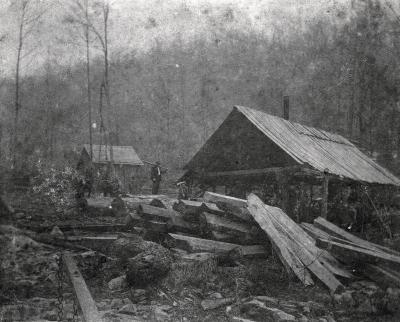 Sawmill and piles of lumber
