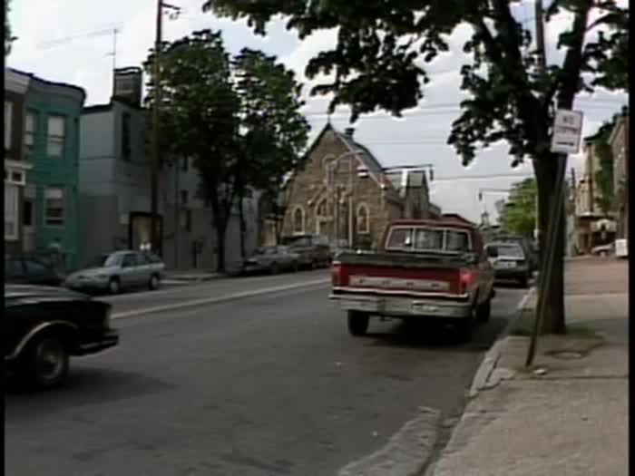Footage of Hampden, Baltimore street; interview with Hazel Dickens & Velvie Woolwine