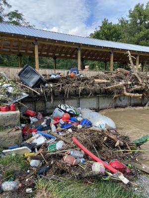 James W. Craft covered bridge and wreckage