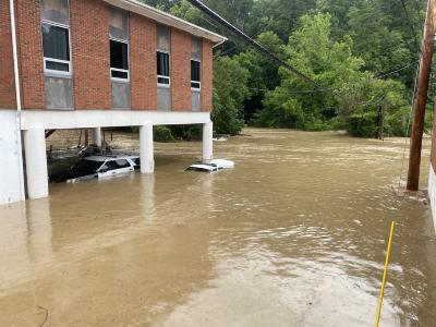 Flooded police cars 