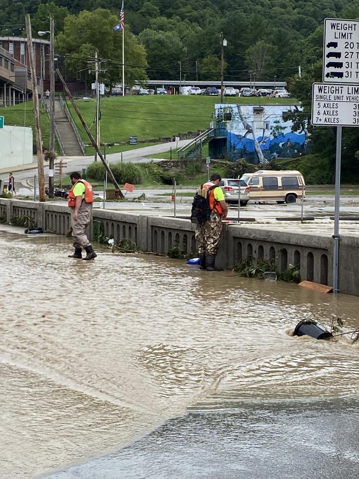 USGS staff survey flood damage