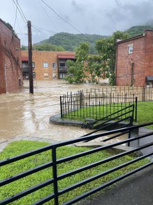 View of Jenkins and Hayes from UMC church