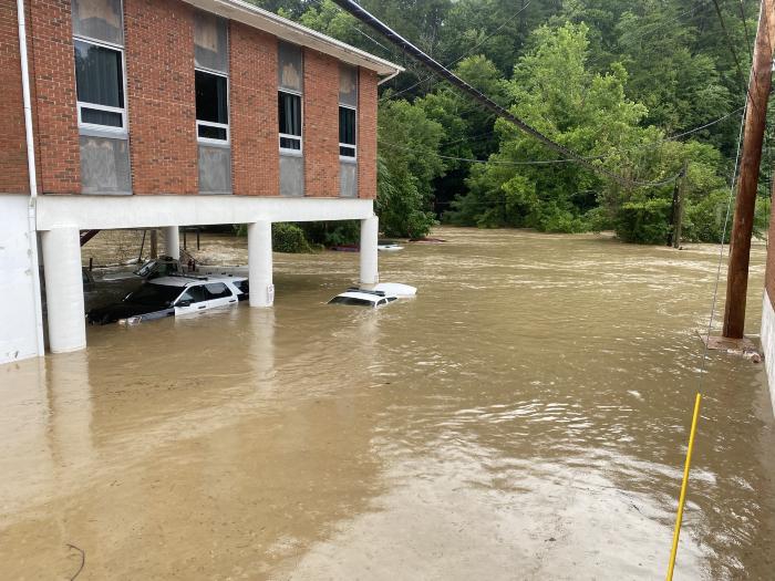 Flooded police cars 