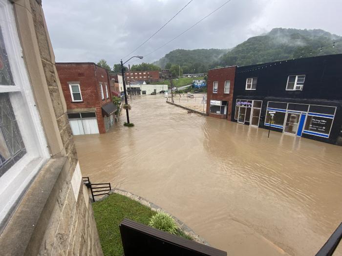 View of flood waters from Whitesburg UMC on Main
