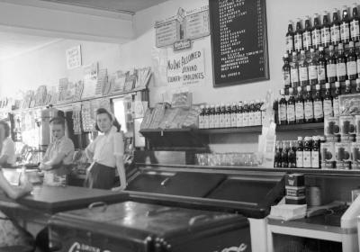 Waitresses behind lunch counter