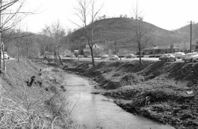 Creek running alongside the road