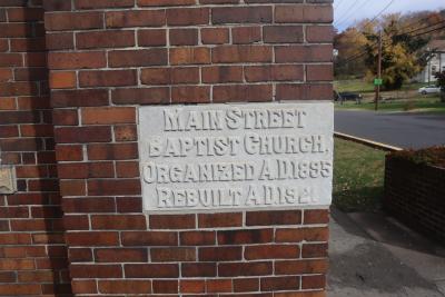 Main Street Baptist Church cornerstone