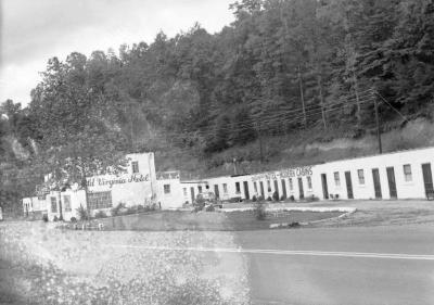 Exterior view of the Old Virginia Motel (with film discoloration) 