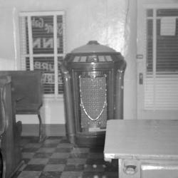 Interior of cafe with jukebox, blurry