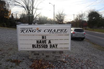 Greater Kings Chapel of the Apostolic Faith letterboard sign