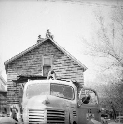 Portrait of two men on roof