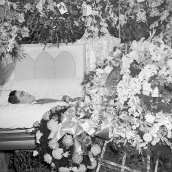 Man in casket, likely Denver Wright