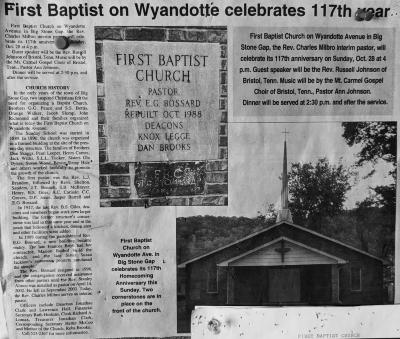 News clipping about First Baptist Church