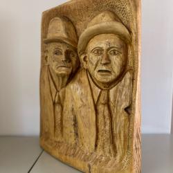 Hatfield and McCoy wooden sculpture by Fred Carter