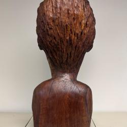 Carved wooden bust self-portrait by Fred Carter