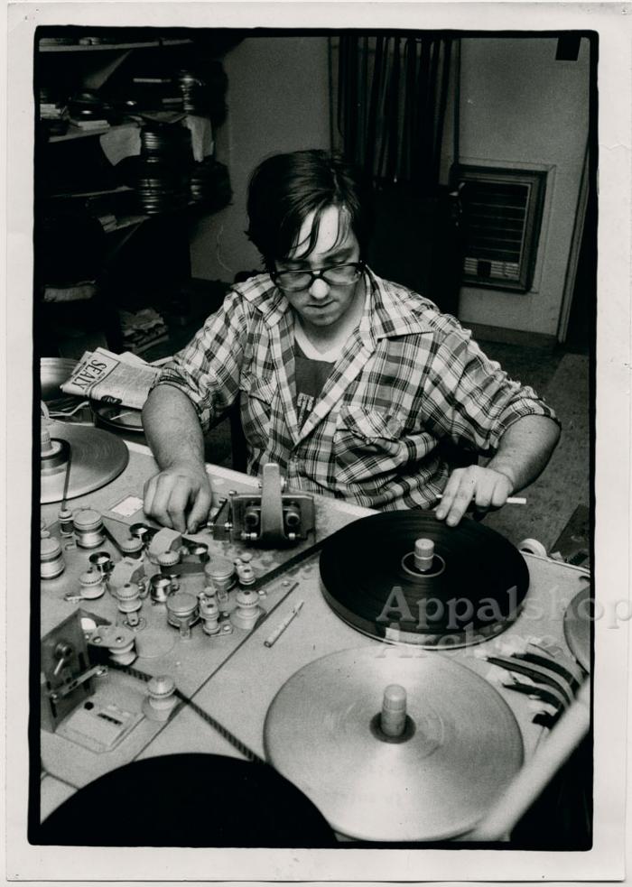 Dan Johnson editing on a Steenbeck