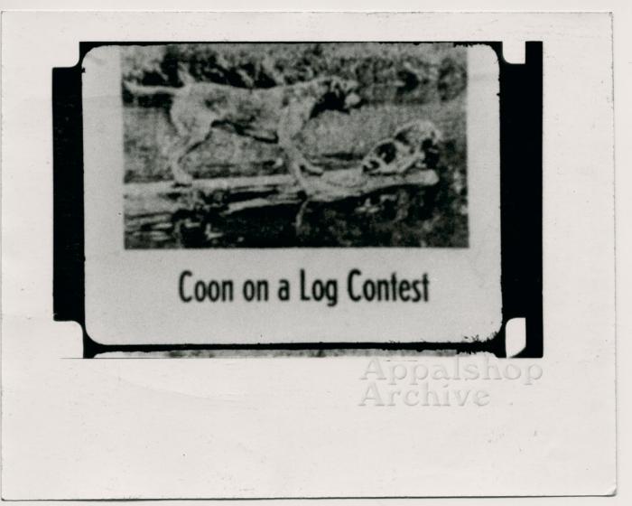 Film still, "Coon on a Log Contest" Judge Wooten production still