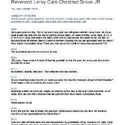 Reverend Leroy Cain interview transcription