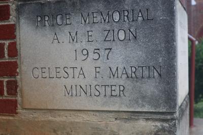 Price Memorial AME Zion Church cornerstone
