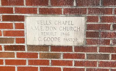 Wells Chapel AME Zion Church cornerstone