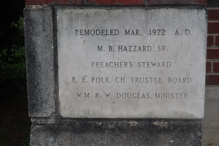 Price Memorial AME Zion Church cornerstone