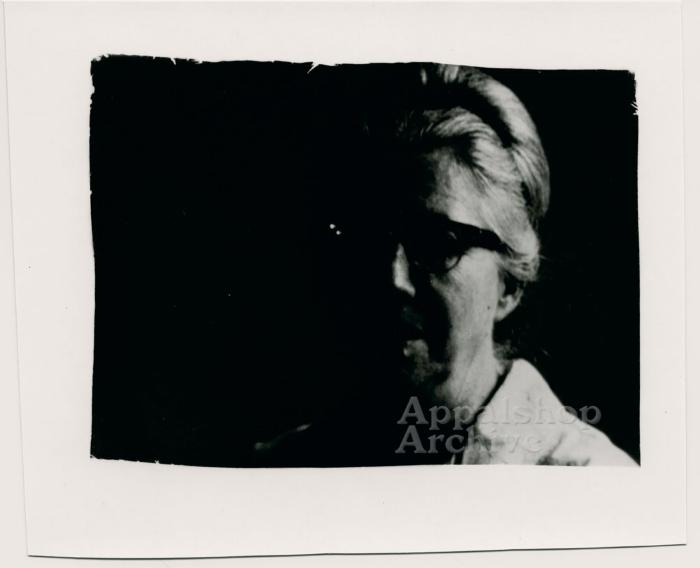 Film still of woman [Mabel Kiser] - Millstone Sewing Center